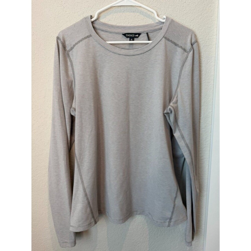 Toad & Co. Grey Striped Long Sleeve Shirt Size XL